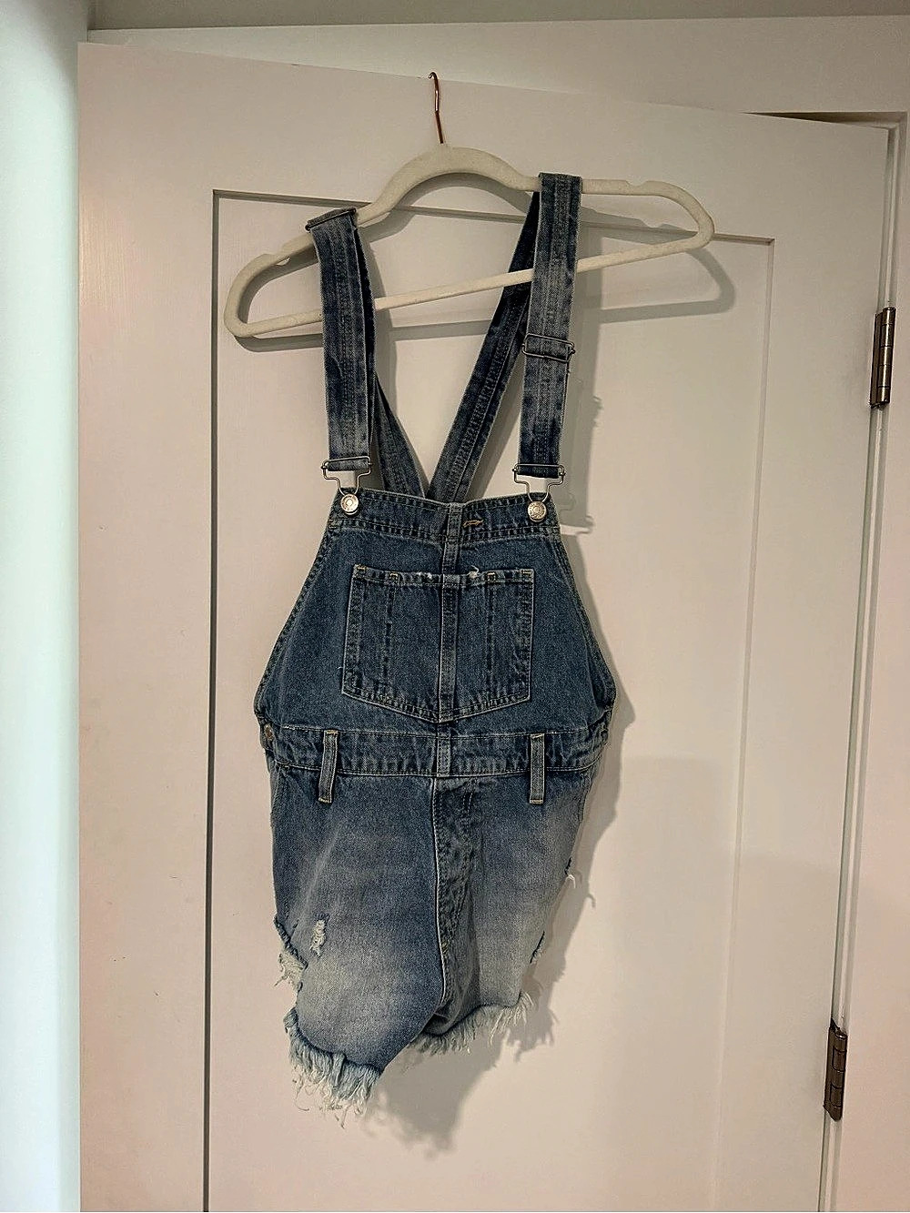 Free People Moonbeam Denim Short Overalls Blue Waist 26